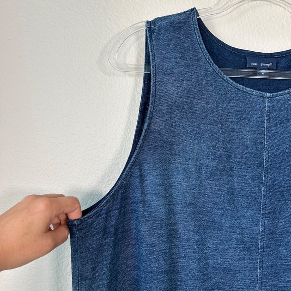 J. Jill indigo tunic tank size XL navy ombré split back 100% cotton - Picture 4 of 11